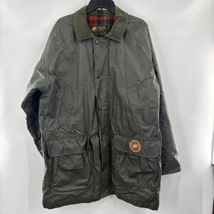 VTG Hunting World New York Coat Men L Wax Corduroy‎ Trim Light Field Jacket USA